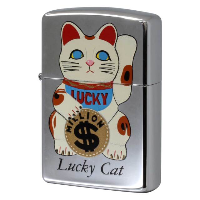 絶版/ヴィンテージ Zippo ジッポー 中古 1993年製造 Lucky Cat 招き猫 MILLON  [S]ほぼ新品同様