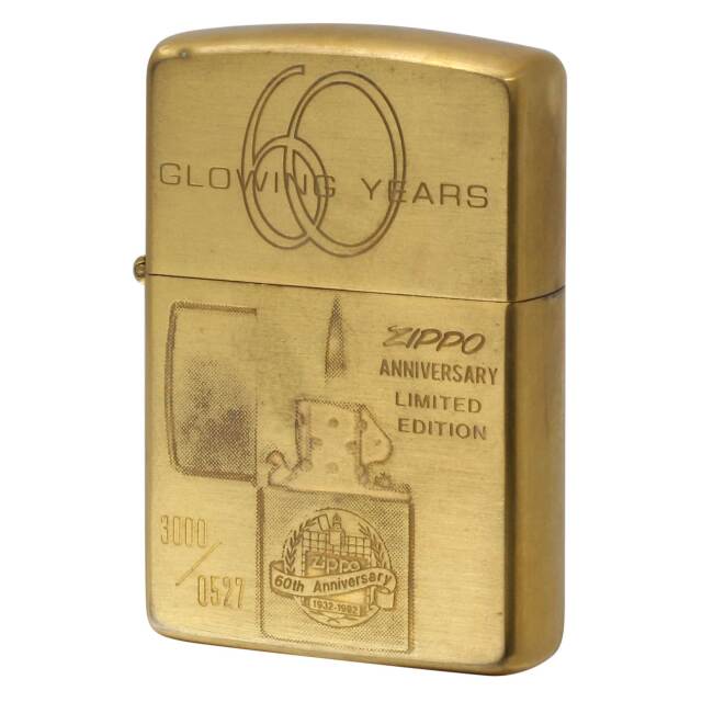 絶版/ヴィンテージ Zippo ジッポー 中古 1992年製造 限定3,000個 創立60周年 GLOWING 60 YEARS No.0527  [C]使用感あり傷汚れあり