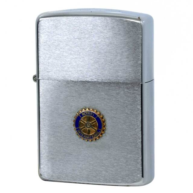 絶版/ヴィンテージ Zippo ジッポー 中古 1989年製造 Rotary International Metal  [C]使用感あり傷汚れあり