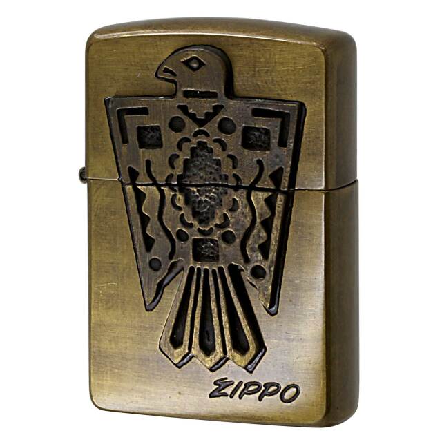 絶版/ヴィンテージ Zippo ジッポー 中古 1993年製造 ネイティブアメリカン Thunderbird Metal  [B]使用感ありやや傷汚れあり