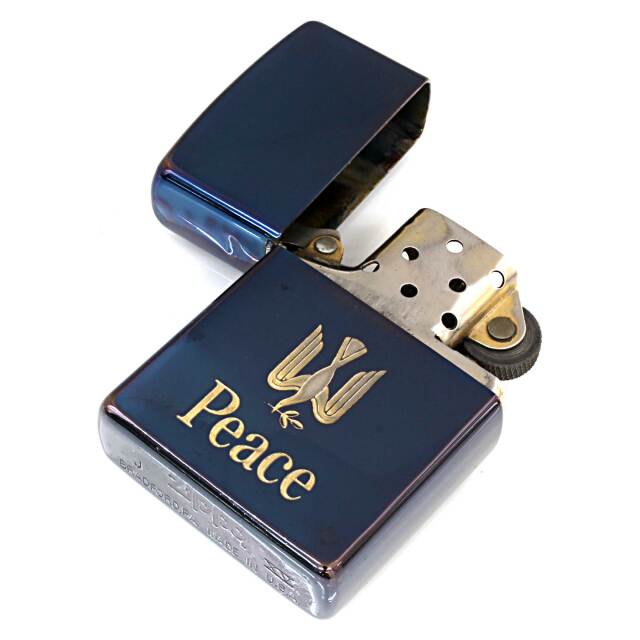極上未使用品❤99L'Zippo❤JT限定❤ピース ブルーチタン♥送料無料❤ 絶版/ヴィンテージ Zippo ジッポー 中古 1999年製造JT Peace ピース