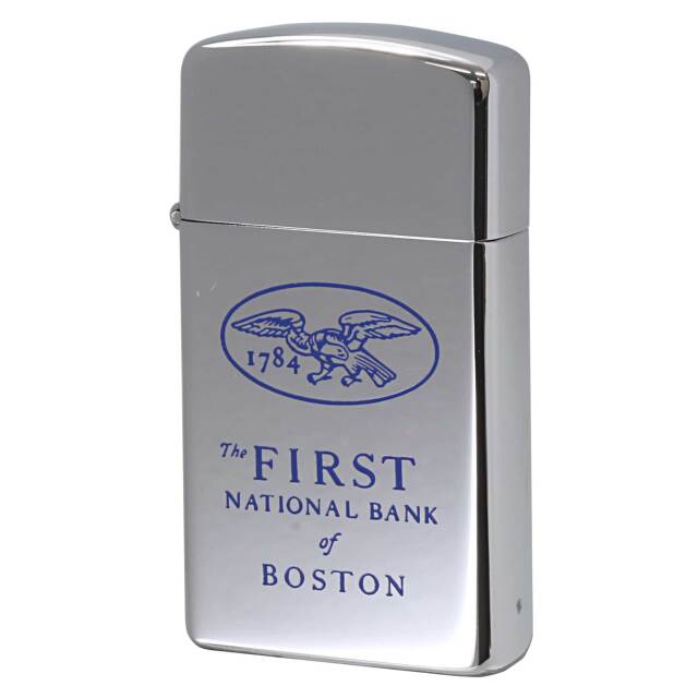 絶版/ヴィンテージ Zippo ジッポー 中古 1977年製造 スリム The First National Bank of Boston ボストン・ファースト・ナショナル銀行  [S]ほぼ新品同様