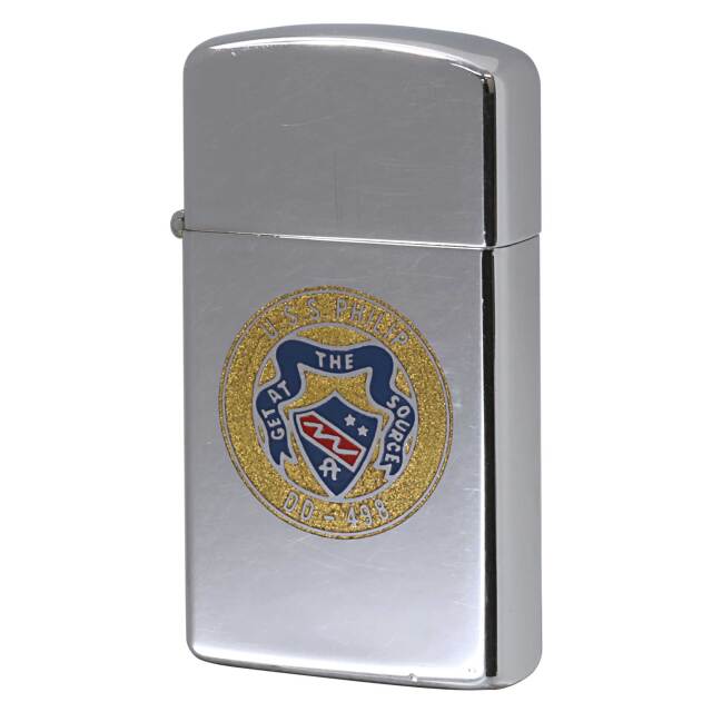 絶版/ヴィンテージ Zippo ジッポー 中古 1966年製造 スリム U.S.S. PHILIP DD-498 駆逐艦 艦章 パッチ  [B]使用感ありやや傷汚れあり
