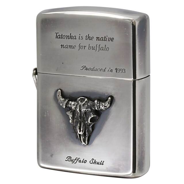 絶版/ヴィンテージ Zippo ジッポー 中古 1992年製造 Buffalo Skull Metal  [A]使用感少なく状態が良い