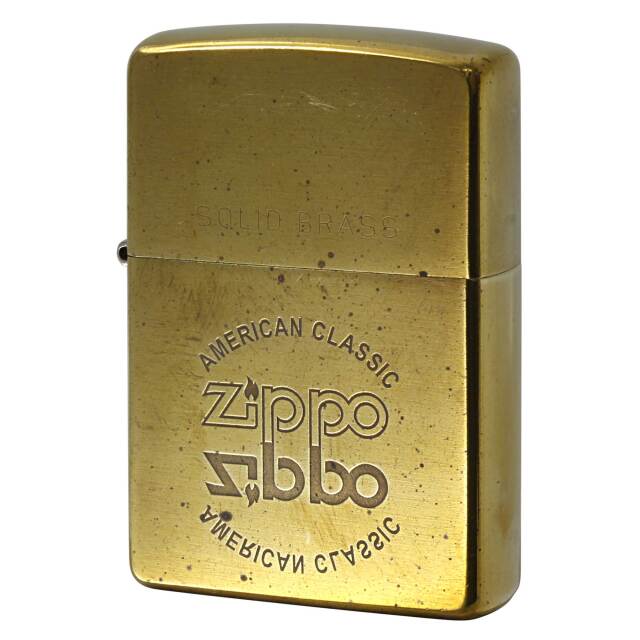 絶版/ヴィンテージ Zippo ジッポー 中古 2004年製造 ZIPPO LOGO ソリッドブラス  [C]使用感あり傷汚れあり
