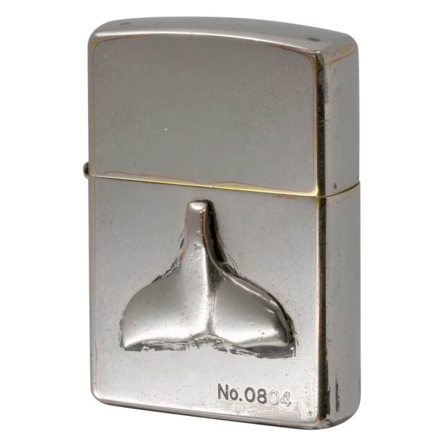 絶版/ヴィンテージ Zippo ジッポー 中古 2005年製造 Whale クジラ 尾 シリアルナンバー入りNo.0804  [C]使用感あり傷汚れあり