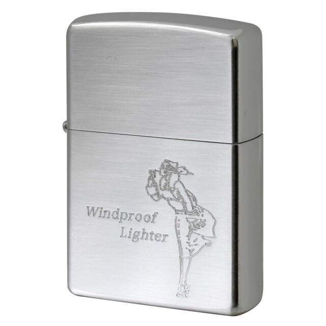 絶版/ヴィンテージ Zippo ジッポー 中古 2007年製造 Windy WINDPROOF ウインディ 銀サテン  [S]ほぼ新品同様