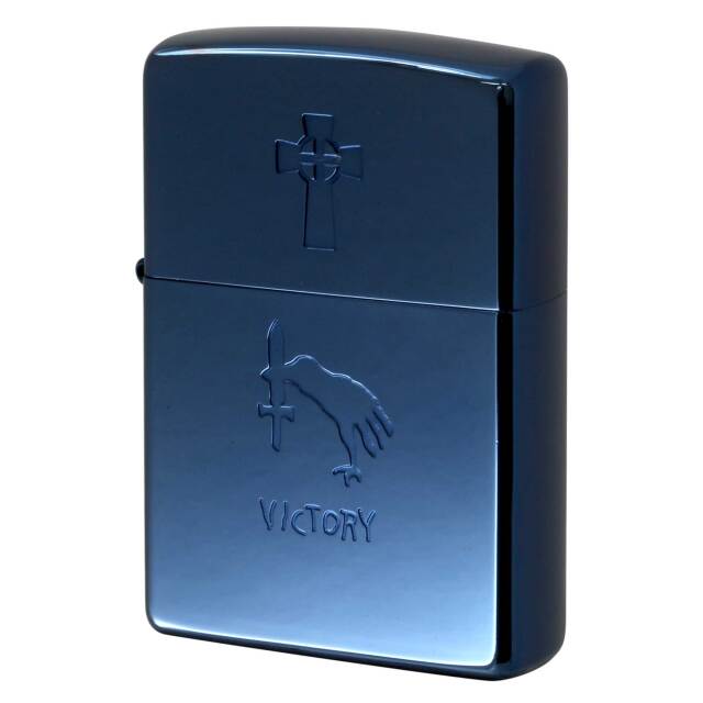 絶版/ヴィンテージ Zippo ジッポー 中古 2007年製造 VICTRY ケルトクロス ブルーチタンコーティング  [N]未使用・新品