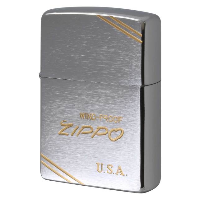 絶版/ヴィンテージ Zippo ジッポー 中古 2006年製造 WINDPROOF ZIPPO LOGO ジッポロゴ ダイヤゴナルライン  [N]未使用・新品