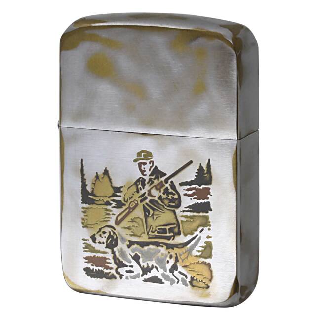 絶版/ヴィンテージ Zippo ジッポー 中古 2001年製造 1941レプリカ OLD FINISH スポーツシリーズ復刻 ハンター  [N]未使用・新品