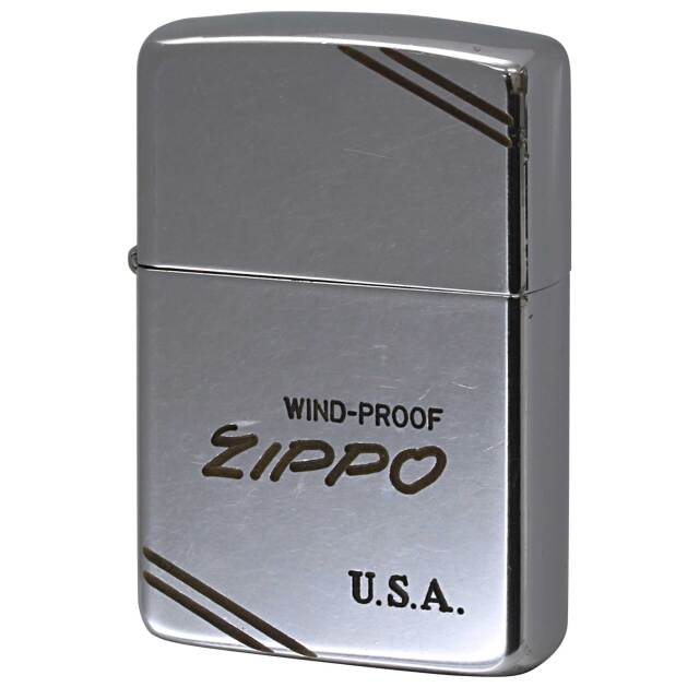 絶版/ヴィンテージ Zippo ジッポー 中古 1986年製造 ZIPPO WIND-PROOF イタリック ダイアゴナルライン クローム 鏡面  [B]使用感ありやや傷汚れあり