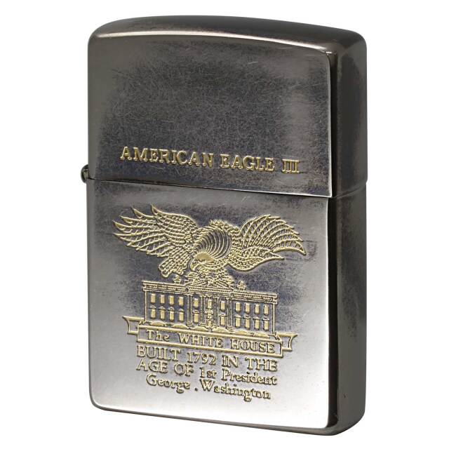 絶版/ヴィンテージ Zippo ジッポー 中古 1997年製造 AMAERICAN EAGLE III アメリカンイーグル スリー ホワイトハウス  [C]使用感あり傷汚れあり