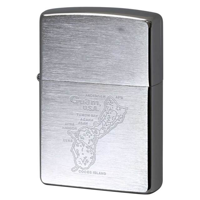絶版/ヴィンテージ Zippo ジッポー 中古 2005年製造 Guam Map グアム地図 ブラッシュドクローム  [N]未使用・新品