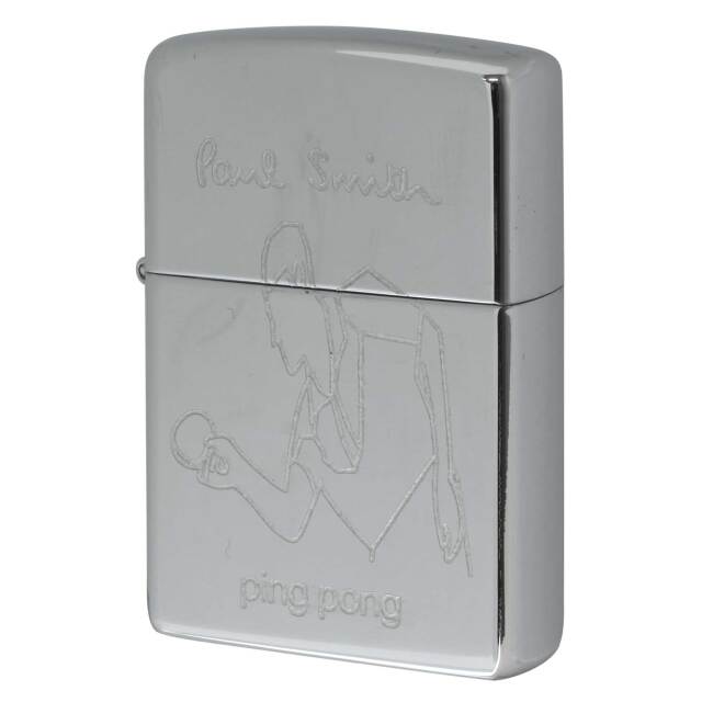 絶版/ヴィンテージ Zippo ジッポー 中古 1999年製造 ZIPPO Paul Smith PingPong 卓球をする人 #250 ハイポリシュクローム  [A]使用感少なく状態が良い