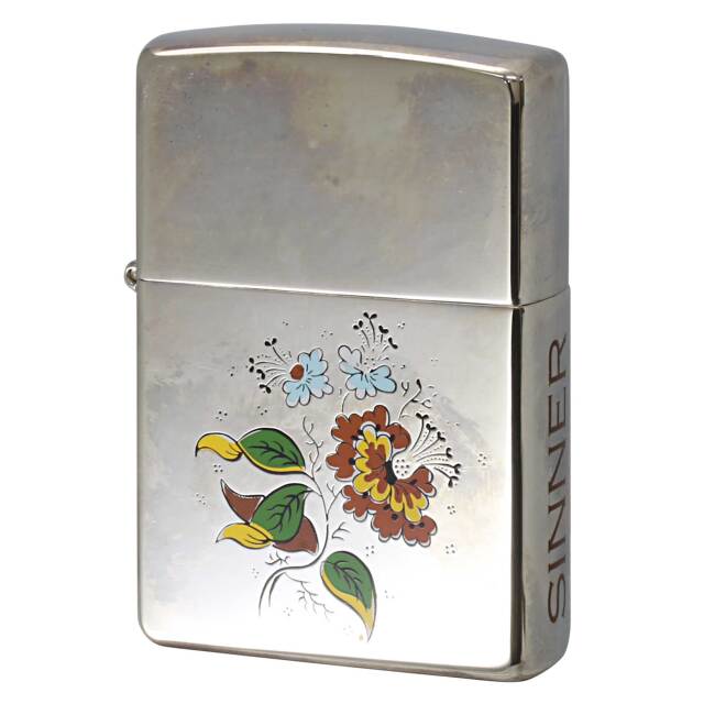 絶版/ヴィンテージ Zippo ジッポー 中古 2003年製造 ZIPPO SAVIOUR SINNER セイヴァー シナー 花柄  [S]ほぼ新品同様