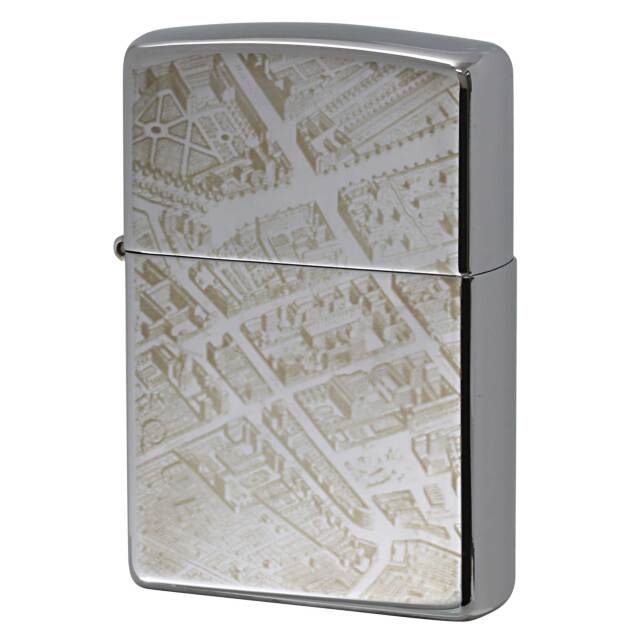 絶版/ヴィンテージ Zippo ジッポー 中古 2004年製造 ZIPPO LANVIN en Bleu ランバン オン ブルー 地図  [S]ほぼ新品同様