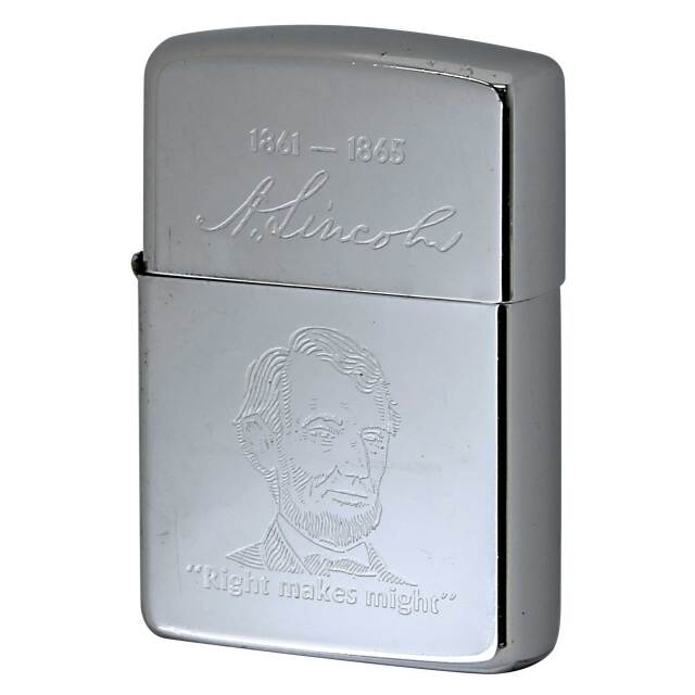 絶版/ヴィンテージ Zippo ジッポー 中古 1989年製造 1861-1865 リンカーン大統領 Right makes might  [C]使用感あり傷汚れあり