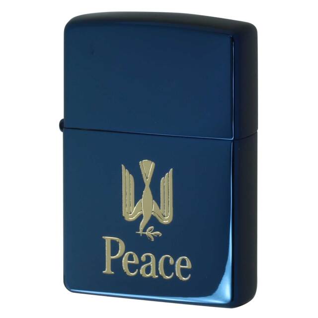 絶版/ヴィンテージ Zippo ジッポー 中古 1999年製造 JT Peace ピース 懸賞品 ブルーチタンコーティング エッチング 金差し  [N]未使用・新品