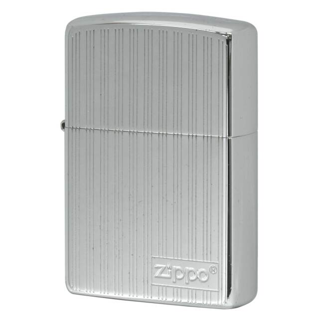 絶版/ヴィンテージ Zippo ジッポー 中古 2015年製造 PLE-01 ストライプ Zippoロゴ  [B]使用感ありやや傷汚れあり