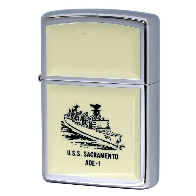 絶版/ヴィンテージ Zippo ジッポー 中古 2000年製造 USS Sacramento AOE-1 アメリカ海軍 高速戦闘支援艦 スクリムショー  [S]ほぼ新品同様