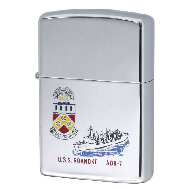 絶版/ヴィンテージ Zippo ジッポー 中古 1991年製造 USS Roanoke AOR-7 アメリカ海軍 ウィチタ級補給油田艦  [S]ほぼ新品同様