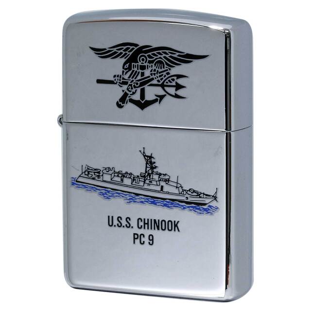 絶版/ヴィンテージ Zippo ジッポー 中古 2002年製造 USS Chinook PC-9 アメリカ海軍 哨戒艦  [S]ほぼ新品同様