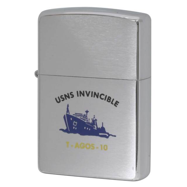 絶版/ヴィンテージ Zippo ジッポー 中古 2002年製造 USNS Invincible T-AGOS-10 アメリカ海軍 ミサイル追跡艦  [S]ほぼ新品同様