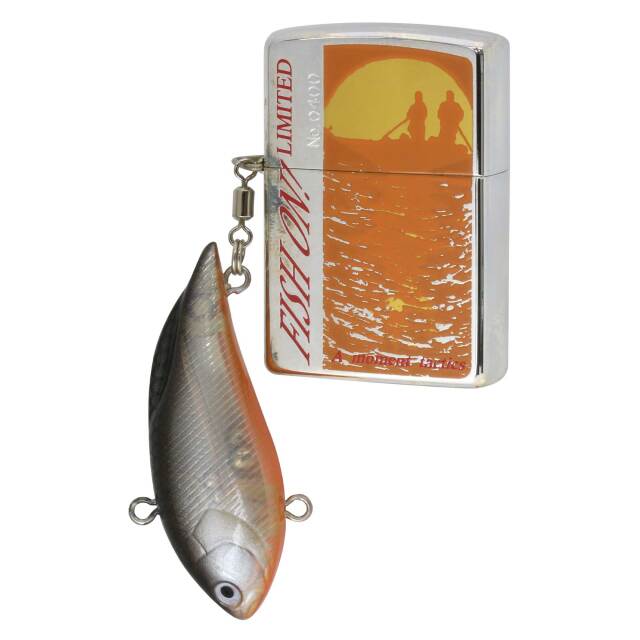 絶版/ヴィンテージ Zippo ジッポー 中古 1997年製造 FISH ON! LIMITED A moment tactics 携帯灰皿 ルアー付き  [S]ほぼ新品同様