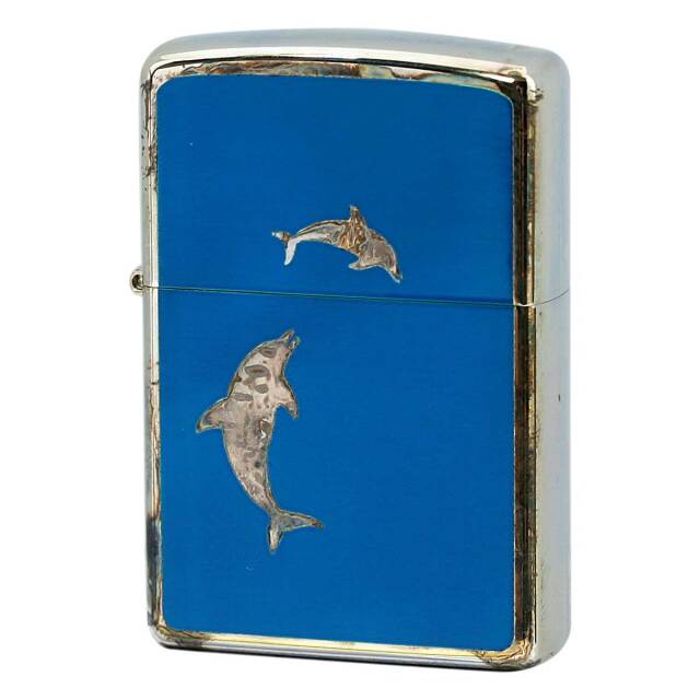 絶版/ヴィンテージ Zippo ジッポー 中古 2007年製造 イルカ 青  [S]ほぼ新品同様