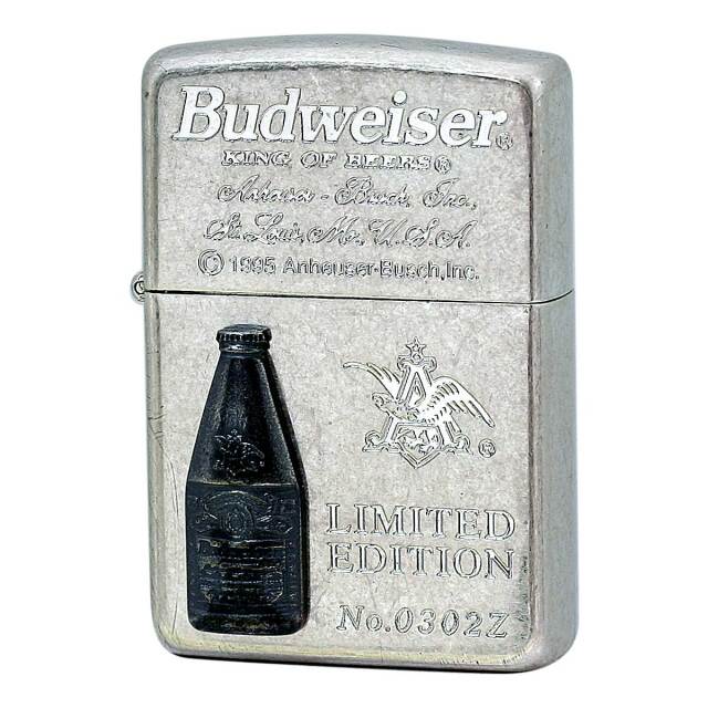 絶版/ヴィンテージ Zippo ジッポー 中古 1995年製造 Budweiser シリアルNo.0302Z  [N]未使用・新品