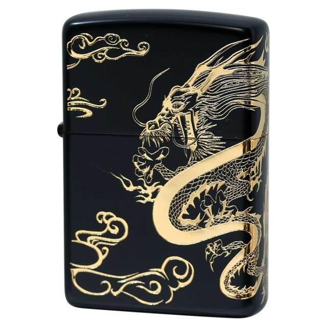 絶版/ヴィンテージ Zippo ジッポー 中古 2014年製造 黒マット金龍  [N]未使用・新品