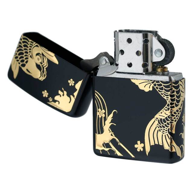 絶版/ヴィンテージ Zippo ジッポー 中古 2014年製造黒マット金鯉