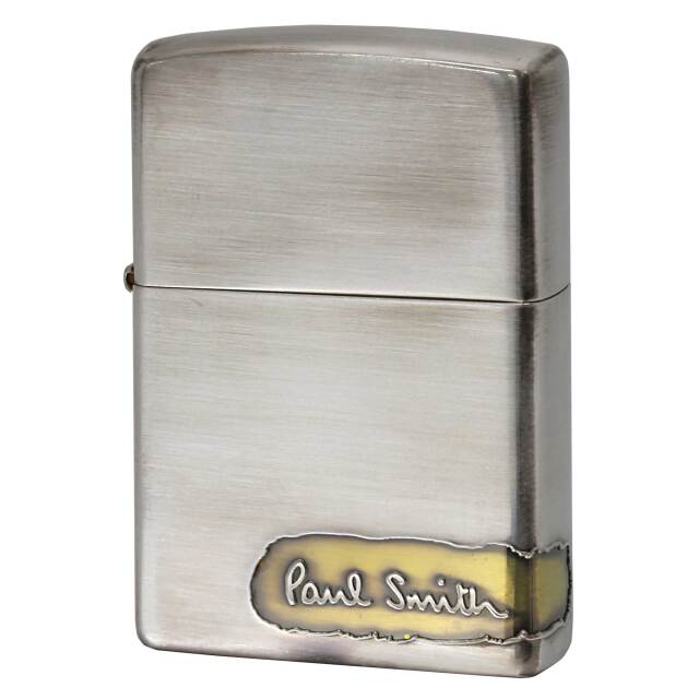 絶版/ヴィンテージ Zippo ジッポー 中古 2008年製造 ZIPPO Paul Smith Damage FRAME LOGO 右下 2面 エッチング 銀メッキ いぶし仕上げ  [N]未使用・新品