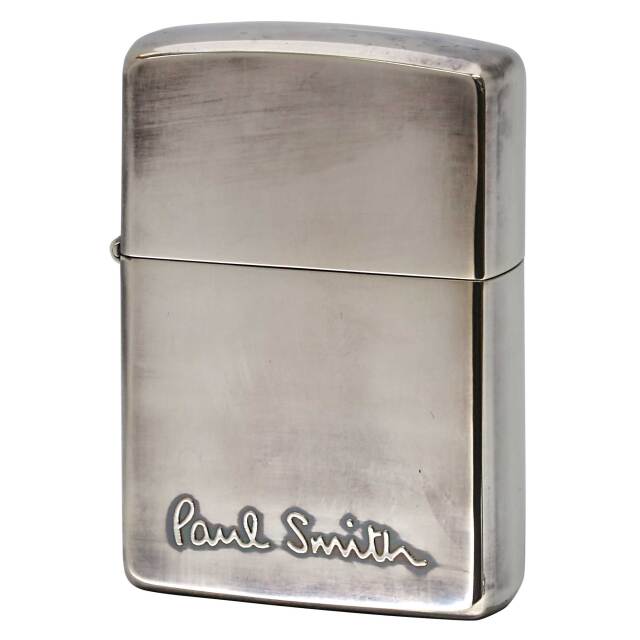 絶版/ヴィンテージ Zippo ジッポー 中古 1993年製造 ZIPPO Paul Smith LOGO 逆エッチング 盛上げ シルバー いぶし仕上げ  [B]使用感ありやや傷汚れあり