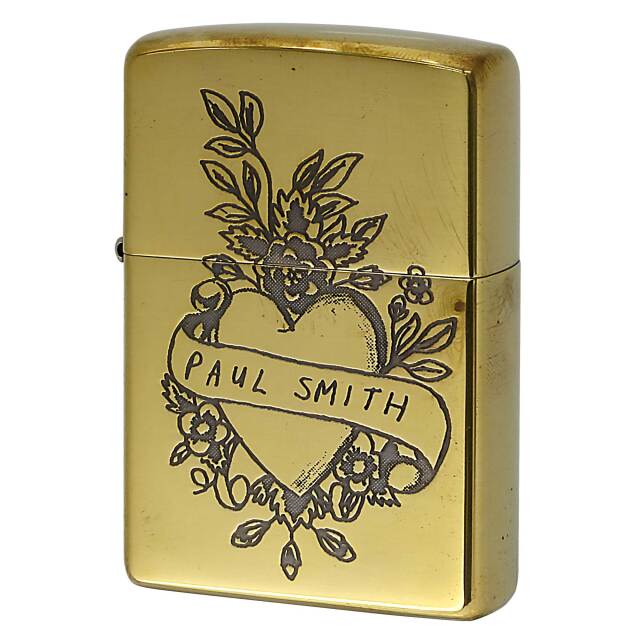 絶版/ヴィンテージ Zippo ジッポー 中古 2005年製造 ZIPPO Paul Smith Heart & Flower ポリッシュブラス  [A]使用感少なく状態が良い
