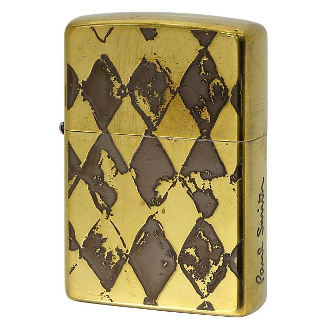 絶版/ヴィンテージ Zippo ジッポー 中古 2010年製造 ZIPPO Paul Smith アーガイル柄 ブラス  [A]使用感少なく状態が良い