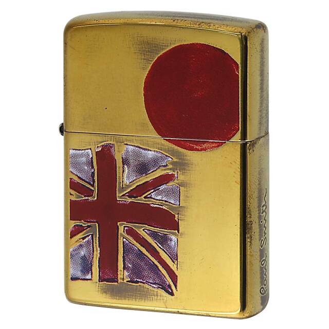 絶版/ヴィンテージ Zippo ジッポー 中古 2007年製造 ZIPPO Paul Smith プリント 日本＆英国旗 ブラス  [B]使用感ありやや傷汚れあり