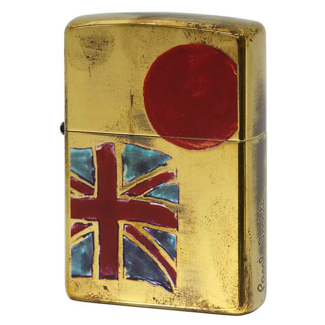 絶版/ヴィンテージ Zippo ジッポー 中古 2007年製造 ZIPPO Paul Smith プリント 日本＆英国旗 ブラス  [B]使用感ありやや傷汚れあり