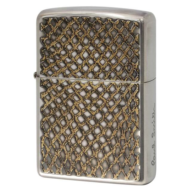 絶版/ヴィンテージ Zippo ジッポー 中古 2009年製造 ZIPPO Paul Smith Bamboo 網目模様 逆エッチング 盛上げ ゴールド  [S]ほぼ新品同様