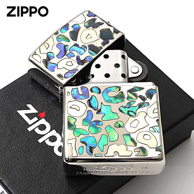 Zippo ジッポー レオパード シェル 貝 インレイ 象嵌 SAFARI ブルー