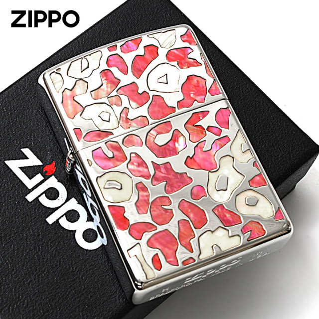 Zippo ジッポー レオパード シェル 貝 インレイ 象嵌 SAFARI ピンク