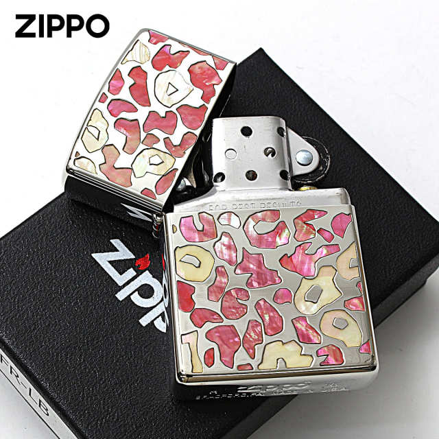 Zippo ジッポー レオパード シェル 貝 インレイ 象嵌 SAFARI ピンク