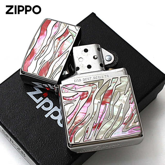 Zippo ジッポー ゼブラ シェル 貝 インレイ 象嵌 SAFARI ピンク SFR-ZB