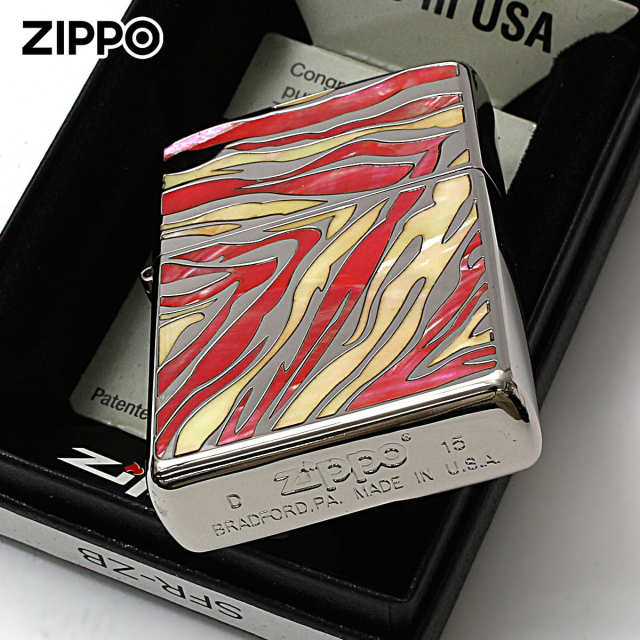 Zippo ジッポー ゼブラ シェル 貝 インレイ 象嵌 SAFARI ピンク SFR-ZB