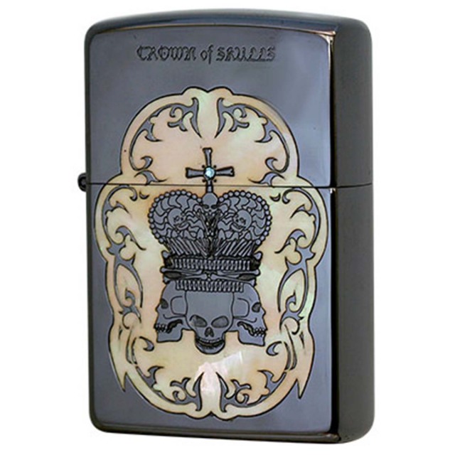 Zippo ジッポー スカル ドクロ 骸骨 シェル 貝 インレイ 象嵌 王冠 クラウン Crown of Skulls COS-C