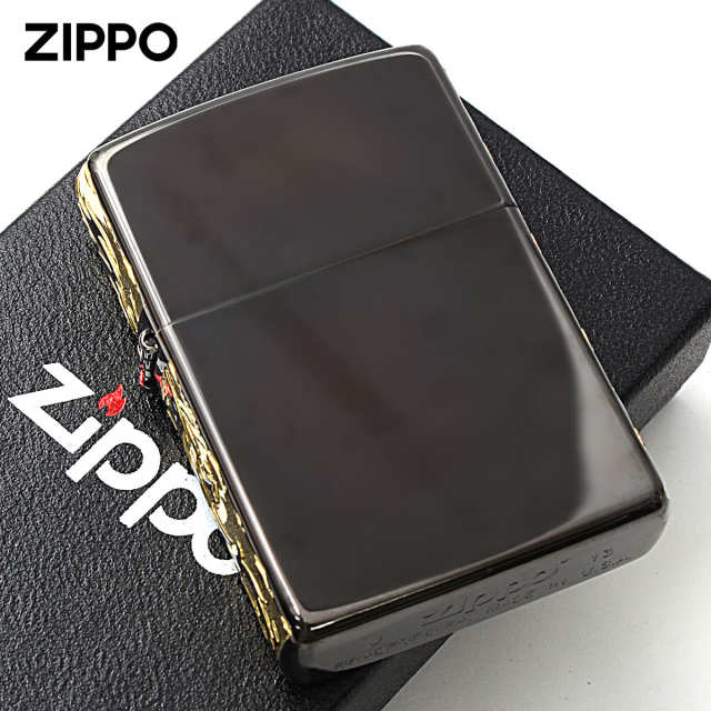 あっくんページ Zippo ジッポー サイド アラベスク 唐草 ブラックニッケル 金