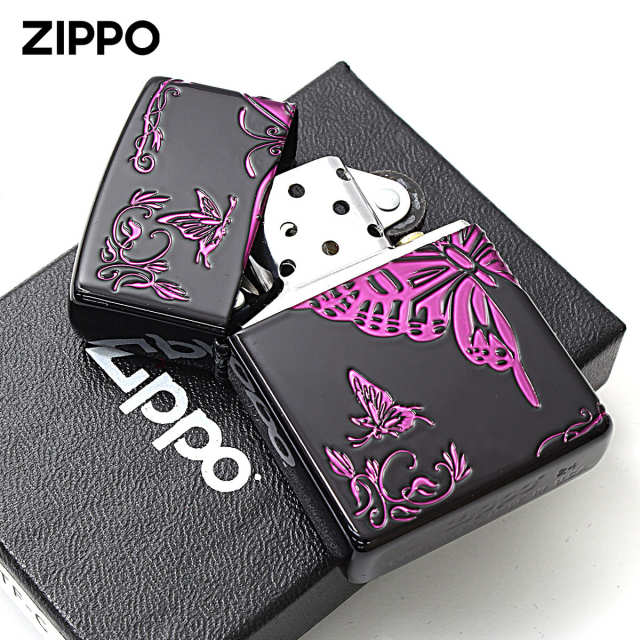 Zippo ジッポー 蝶々 バタフライ アラベスク 唐草 3面連続加工