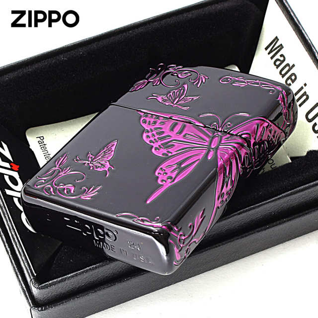 Zippo ジッポー 蝶々 バタフライ アラベスク 唐草 3面連続加工
