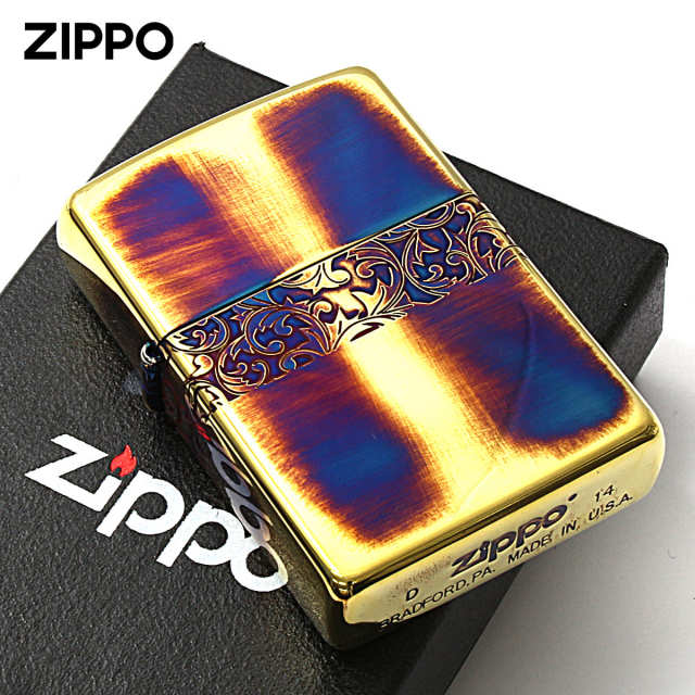 Zippo ジッポー アラベスク 唐草 ライン 金イブシ Classic Arabesque
