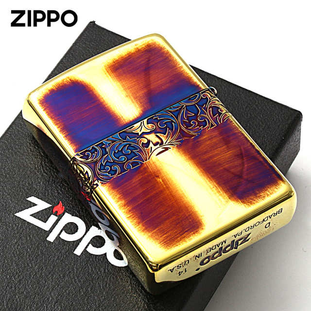 Zippo ジッポー アラベスク 唐草 ライン 金イブシ Classic Arabesque
